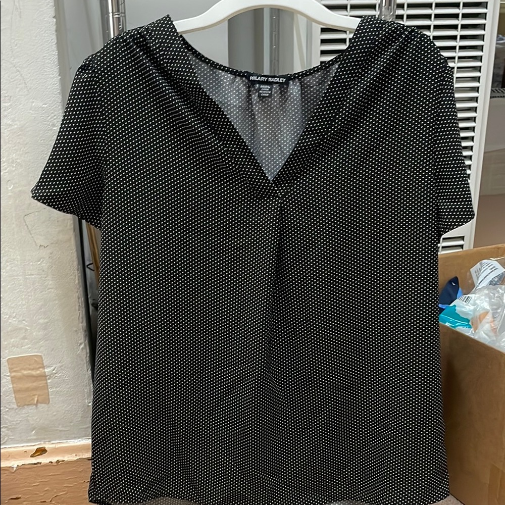 Hilary Radley Black and White Dotted Blouse（ size:m)